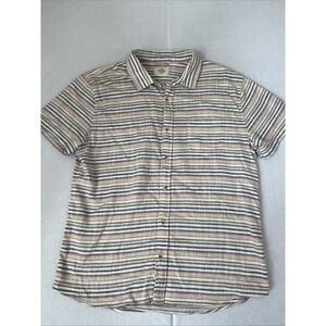$108 Marine Layer Medium Stripe Stretch Selvage Short Sleeve Button Up Shirt